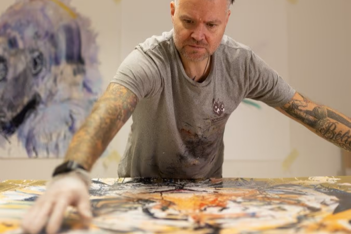 Dave White artist at work in his studio